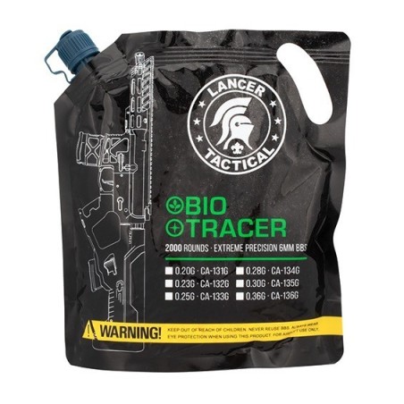 Billes Airsoft 6mm BIO Traçantes vertes x2000 en sachet