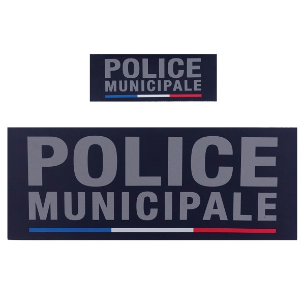 Bandeau d?identification souple Police Municipale fond marine dos auto-agrippant  Modèle:HAUTE VISIBILITE